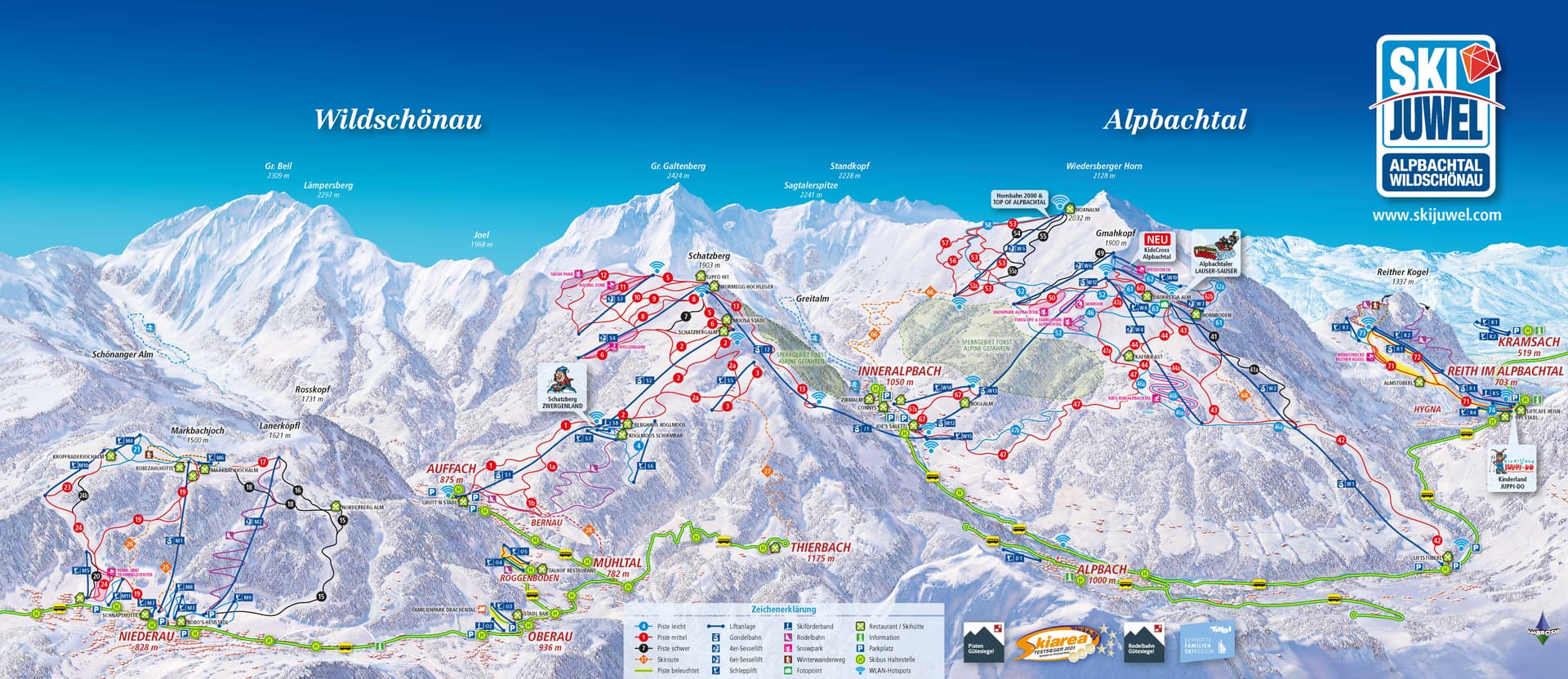 Auffach-Wildschonau ski map
